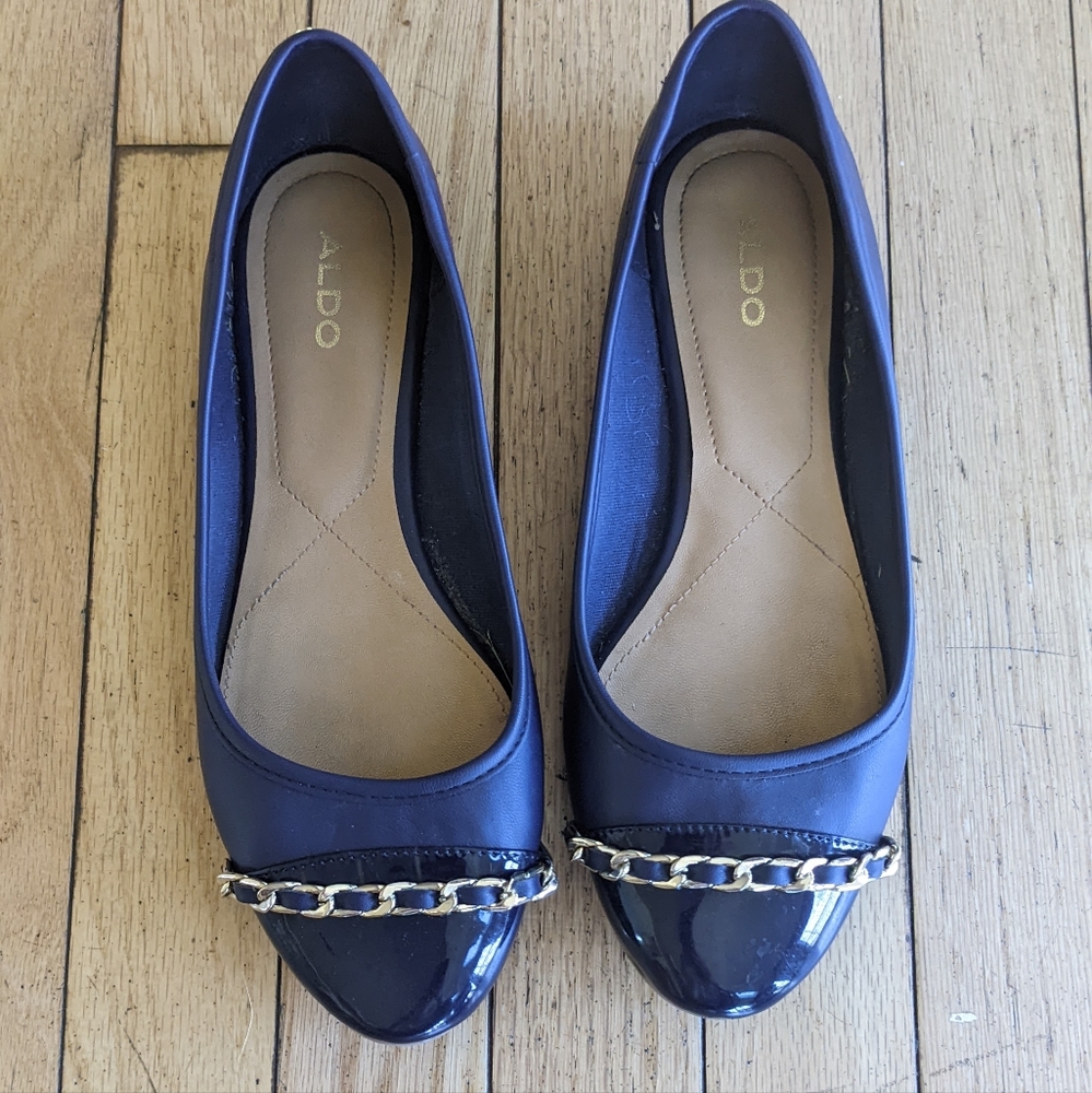 Navy blue ballet flats in size 8 Aldo